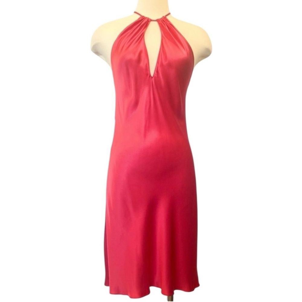 Y2K Victoria’s Secret 100% Silk Red Bias Cut Vintage Halter Keyhole Slip Dress M - Picture 9 of 9